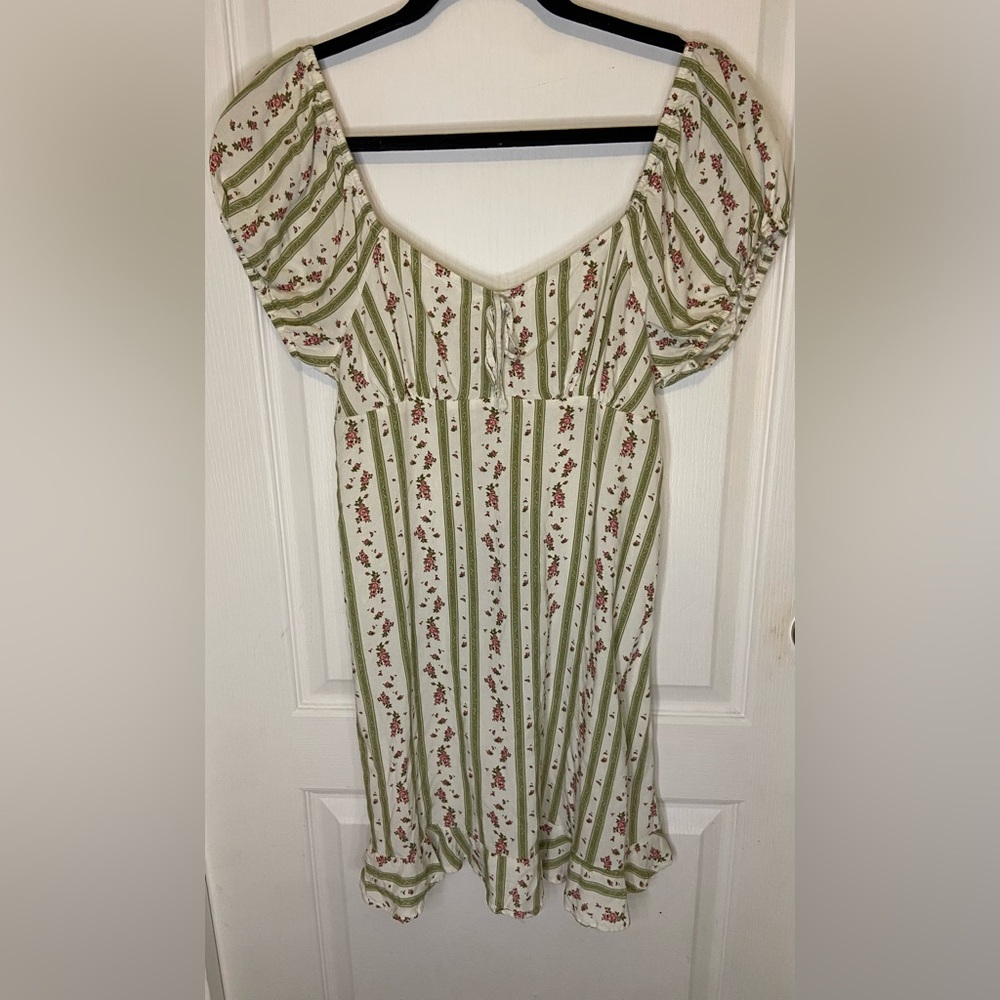 SO Green and Pink Textured Mini Dress
